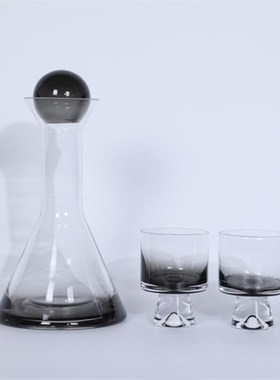 玻璃酒具套装简约现代极简黑钛金托盘金属摆件酒具套件茶几装饰