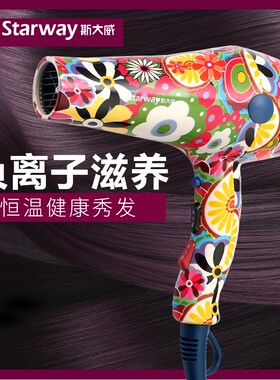 斯大威电吹风机家用大功率负离子护发吹风机理发店印花定制款风筒