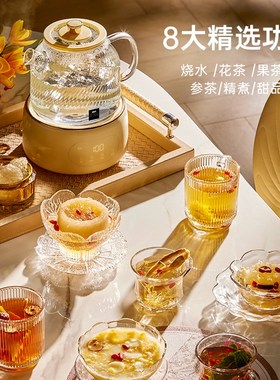 多功能全玻璃养生壶 家用康宁花茶壶 1.6L大容量2025新款