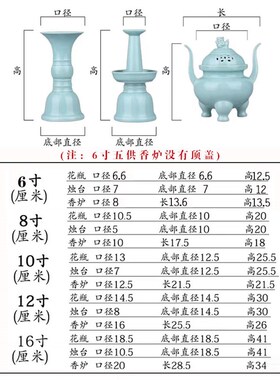 陶瓷五供佛前供具水杯花瓶供盘香炉烛台佛堂供奉摆件龙泉青瓷套装