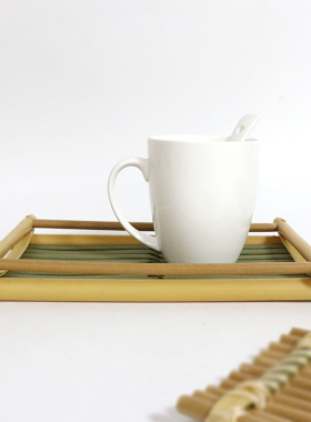 仿竹制小竹排茶席茶帘 藤编茶具竹排竹茶垫茶垫杯垫杯托 茶道配件