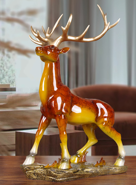 鹿摆件大号吉祥鹿家居酒柜装饰客厅玄关新中式工艺品招财开业礼品