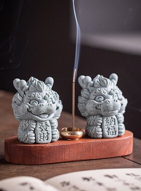 可爱龙年茶宠线香插摆件中式发财纳福生肖龙香薰炉香道桌面装饰品