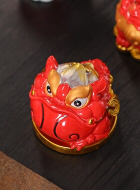 聚财四宝摆件陶瓷动物装饰金蟾龙鲤貔貅朱雀瑞兽吉祥物开业送礼品
