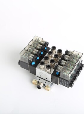气动阀岛二位五通双头双线圈电磁阀换向阀控制气阀组4V220-08 320