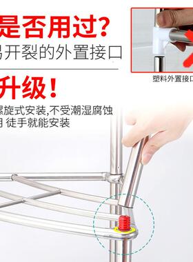 不锈钢放锅架厨房置物架二层三角形落地多层扇形角落收纳架子家用