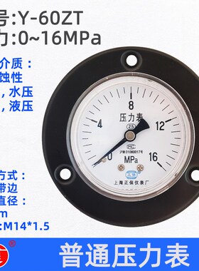 上海正保Y-60ZT 气压水压油压压力表 0.25/0.6/1/1.6/16MPA