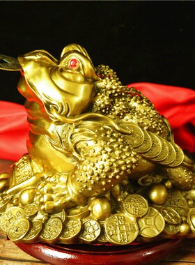 纯铜金蟾三脚蟾蜍金蝉招财摆件特大号旺财开业礼品店铺摆设品