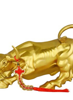 华尔街铜牛摆件旺市牛纯黄铜金牛招财补角铜牛牛气冲天玄关装饰