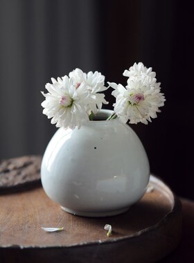 梵悦景德镇全手工粗陶可爱复古桌面小花瓶水养鲜花日式小陶罐摆件