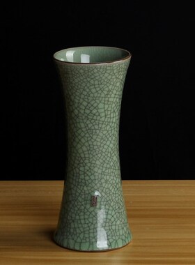 青瓷喇叭冰裂花瓶创意家居装饰摆件陶瓷花插办公居家水培瓶子