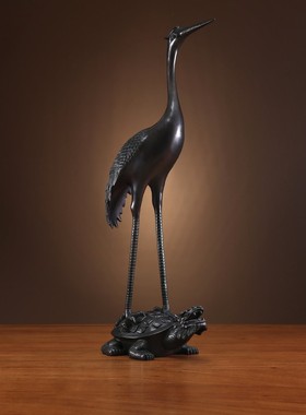 铜欣祥纯铜龟鹤家居摆件龟鹤延年门厅摆设工艺品开业礼品装饰摆件