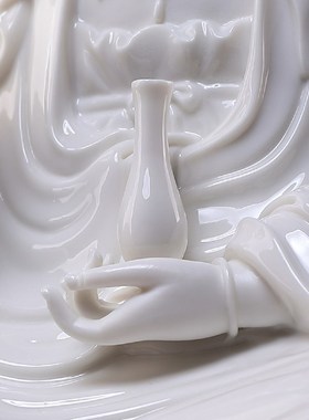 德化白瓷观音佛像 戴玉堂中式陶瓷摆件 家用供奉观世音菩萨陶瓷艺