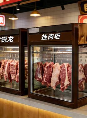 台面冷藏挂肉柜四面玻璃展示风冷后补式移门防雾玻璃蒸馏保鲜肉柜