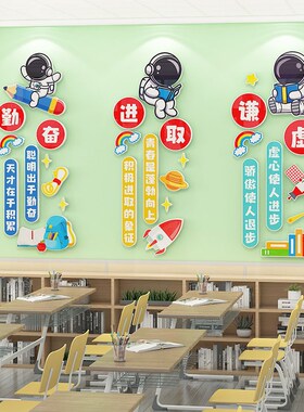 学校墙面背景装饰布置宇航员太空人主题环创材料教室走廊文化墙贴