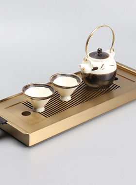 新中式托盘茶具组合装饰品客厅样板间茶室茶几软装禅意工艺品摆件