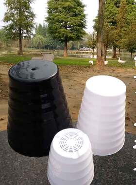加厚白色塑料花盆仿陶瓷圆形螺纹特大号盆景植物大型高筒花盆托盘