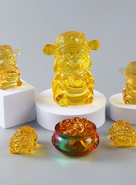 水晶财神摆件招财进宝公室店铺装饰品开业礼品琉璃摆件水晶聚宝盆