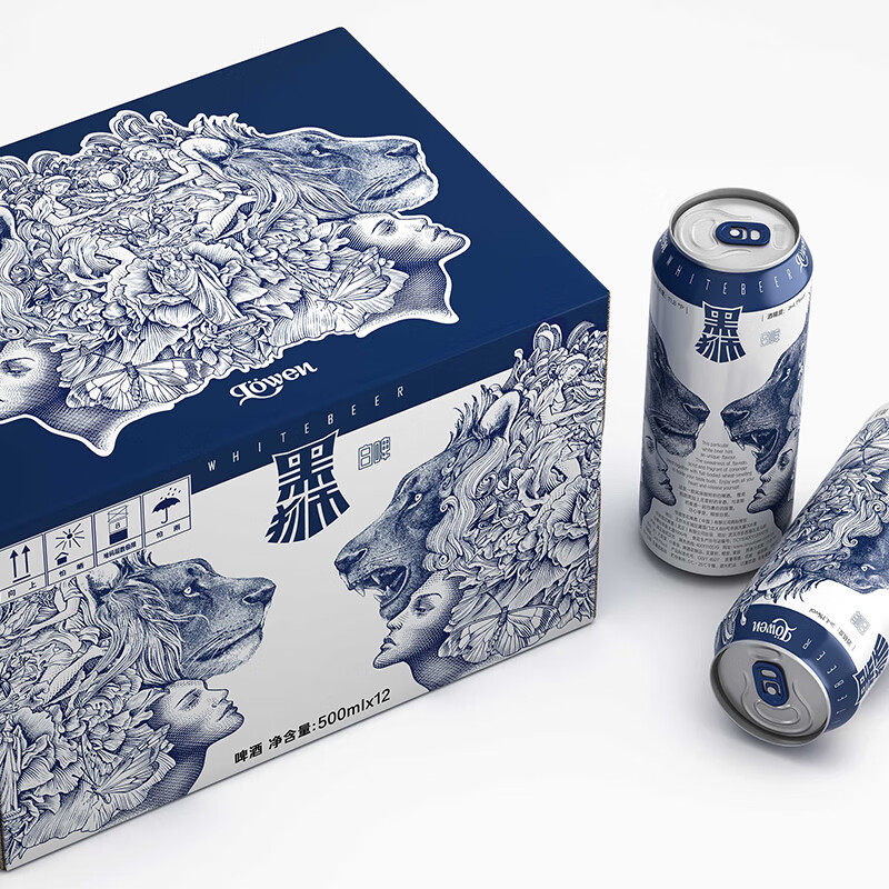 SNOW/雪花啤酒 Lowen 黑狮白啤 11.8°P/度 500ml×12听/整箱