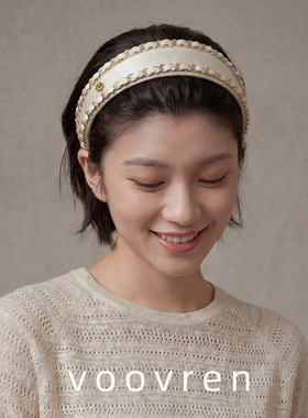 voovren金属链条女短发头箍新款