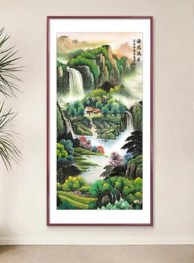 旭日东升玄关挂画山水画靠山图新中式壁画东墙入户正对门装饰画