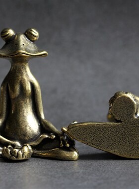 实心纯黄铜办公桌面小摆件古青蛙香插铜茶宠饰品工艺礼品手把玩件