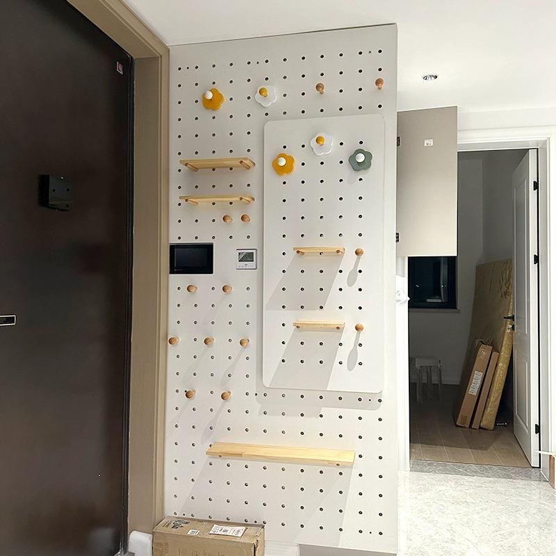 Solid wood perforated board entry porch storage rack custom meter box to block the wall decoration storage above the shoe cabinet
