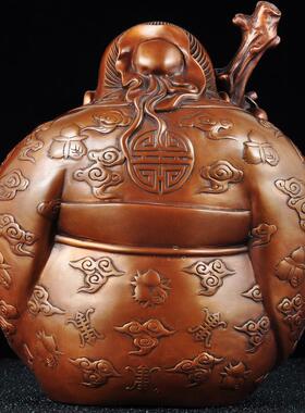 紫铜寿星公摆件家居客厅酒柜装饰品送老人长辈生日祝寿贺寿礼物