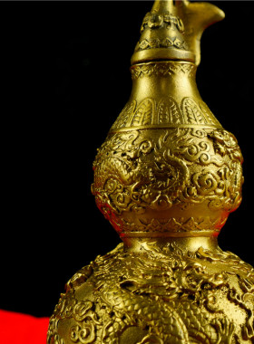 开运龙纹葫芦摆件纯铜家居装饰品摆设新中式客厅玄关风水招财摆件