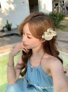 【易梦玲同款】粉色花朵蝴蝶兰发夹森系仙美头花发卡侧边夹子头饰