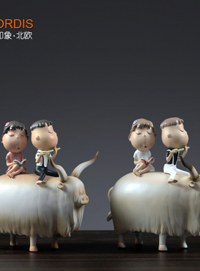 北欧创意轻奢情侣新婚摆件客厅酒柜卧室书房软装饰品摆设结婚礼物