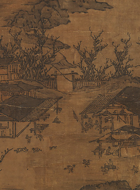 五代 关仝 关山行旅图名家山水风景竖轴装裱客厅玄关书房装饰挂画