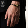 Flower ring Möbius strip black gold ring