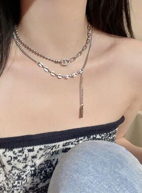 轻奢小众流苏链条嘻哈锁骨链女