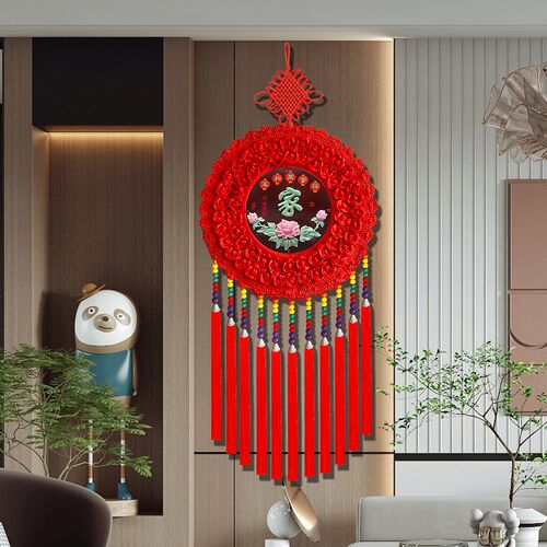 龙年新款福字中国结挂饰客厅高档挂件玄关春节新年装饰玉雕背景墙 - 图1
