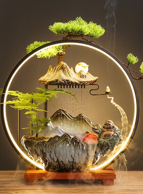 中式流水摆件循环水家用喷泉加湿器客厅办公室乔迁新居开业礼装饰