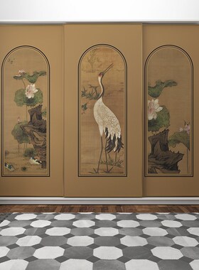 中式复古装饰衣柜门贴纸改造老式旧柜子木门屏风翻新贴画国风壁纸