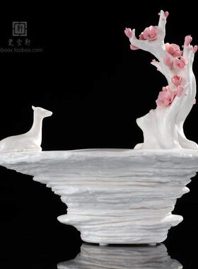 陶瓷梅花鹿白瓷写意创意中式家居酒店玄关书房办公工艺礼品摆件