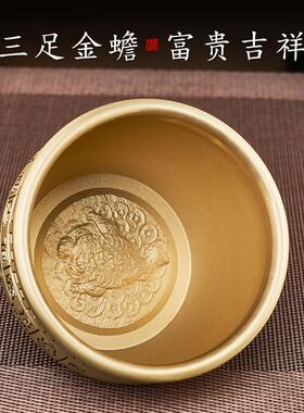 黄铜米缸黄铜百福缸聚财聚宝盆桌面摆件创意客厅家居装饰品玄关