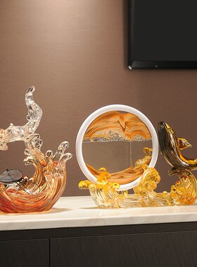 风生水起招财鲸鱼流沙画沙漏摆件客厅电视柜酒柜玄关装饰乔迁礼物