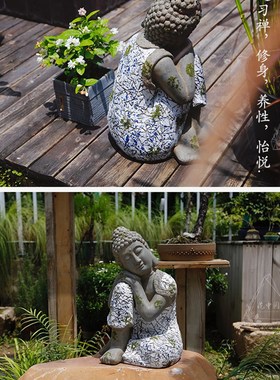 花园摆件庭院装饰雕像农家乐禅意佛像园艺别墅户外创意小院子摆设