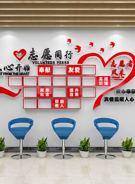 志愿者之家活动室布置志愿者风采照片墙贴画社区学校企业爱心驿站