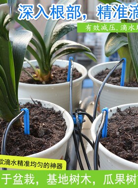 滴箭一出四毛管草坪花盆双倒钩稳流器压力补偿滴头滴水自动浇花器