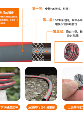 6分25管浇花浇水全新料PVC塑料花园管家用自来水胶皮管防冻防爆