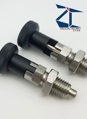 304不锈钢自锁型旋钮伸缩销 弹簧分度销SXYAS10 12 16 SXYKS 细牙