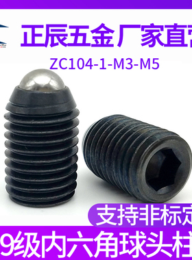 12.9级内六角球头柱塞 波珠螺丝BBP 带螺纹弹顶销ZC104-1-M3-M5