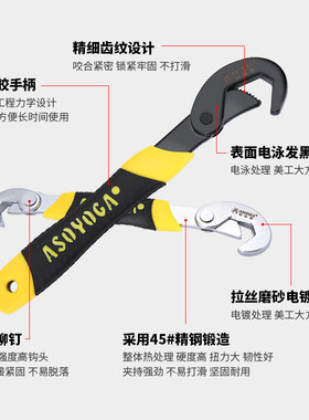 万用扳手多功能活动开口快速管钳德国工具套装水龙头活板钳子板子