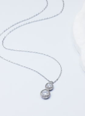 Silver house925银双生星环锁骨链 细腻火彩锆石轻奢走心告白礼物