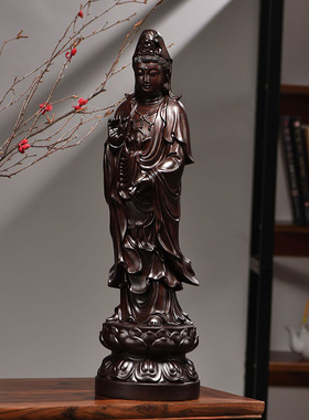 黑檀木雕阿弥陀佛大势至菩萨观音菩萨佛像西方三圣佛像实木质摆件