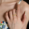 Queyunlai ancient gold dot diamond 999 solid gold ring women's T rainbow full diamond ring luxury shiny light luxury gift